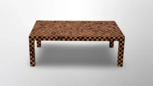 Table Basse MOSAÏQUE : Quand le Chêne Rencontre la Noix de Coco